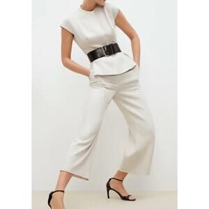 M.M. Lafleur The Lulu Top and The Anderson Wide Leg Pant Textured Suiting Size 8